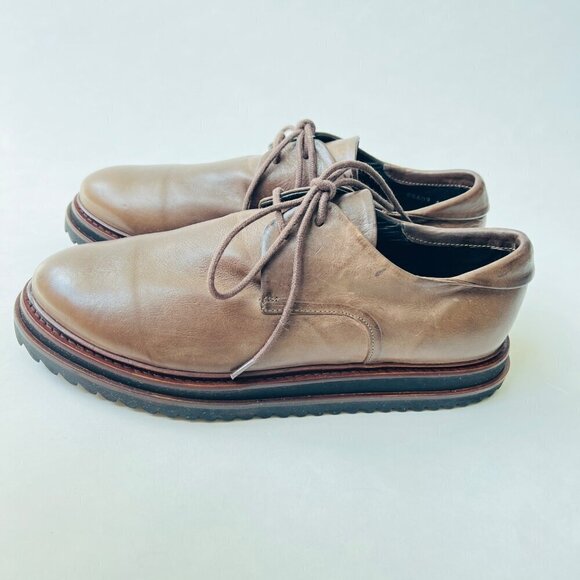 P.Monjo women flat form leather lace up loafers , brown, Size 40 - Picture 2 of 9